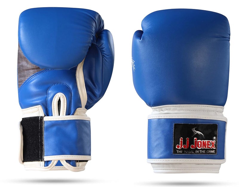 Jonex قفازات الملاكمة JJ Jonex، قفازات القتال Big Boss للبالغين، قفازات الضرب PU (14oz، أزرق) - Image 1